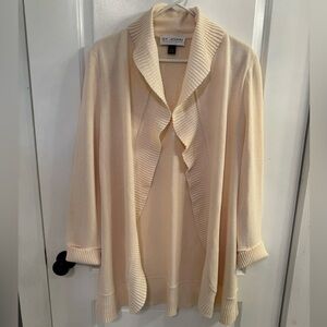 St John Collection Ivory Wool Blend Open Long Cardigan 8